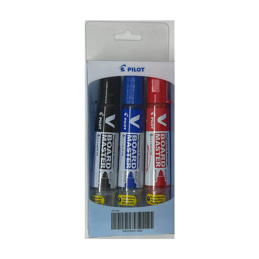 Pilot V Board Master Whiteboard Marker Set of 3 Medium (Black,Blue,Red)